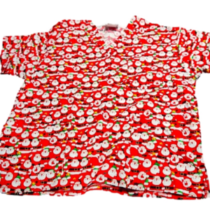 Santa Christmas Scrub Top Medium